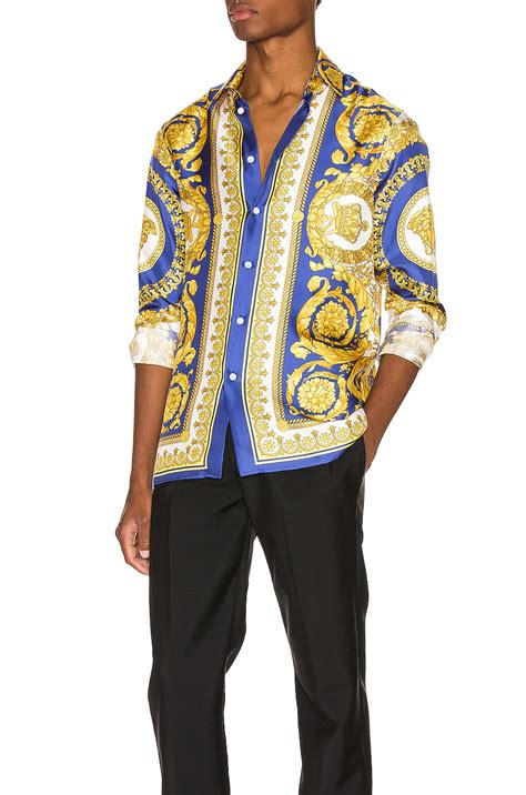 versace blue shirts silk